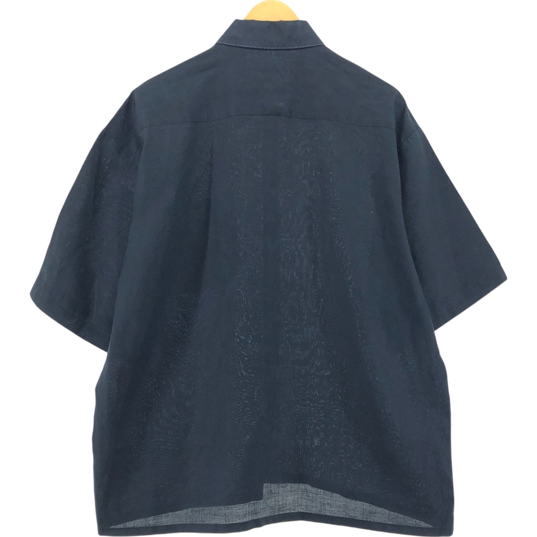 D Vassi Short Sleeve Linen Shirt, Box Shirt, Men's Size L linen black type Vintage Second Hand