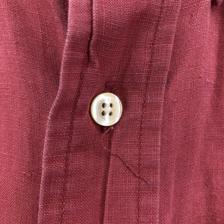 Brooks SPORT Button-down short-sleeve linen shirt, men's size L linen red type Vintage Second Hand