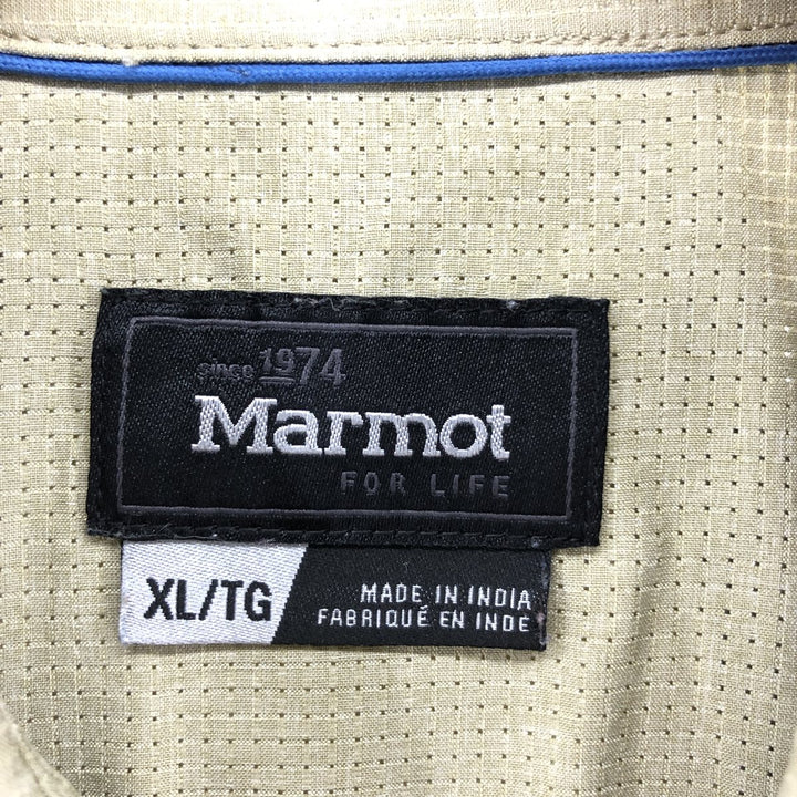 Marmot Short Sleeve Polyester Shirt, Men's XL Size polyester Beige type Vintage Second Hand