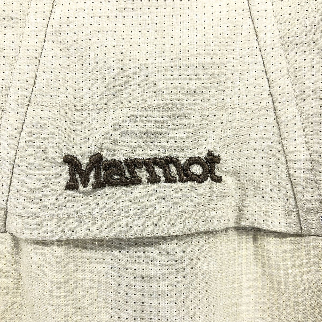 Marmot Short Sleeve Polyester Shirt, Men's XL Size polyester Beige type Vintage Second Hand