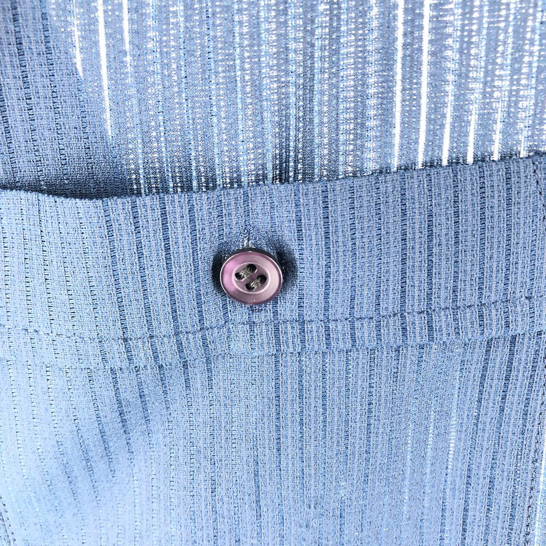 70'S KING SPORT Stripe Pattern Short Sleeve Poly Shirt Men's XL Vintage polyester navy blue type Vintage Second Hand