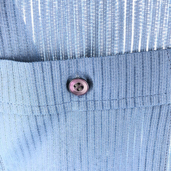 70'S KING SPORT Stripe Pattern Short Sleeve Poly Shirt Men's XL Vintage polyester navy blue type Vintage Second Hand