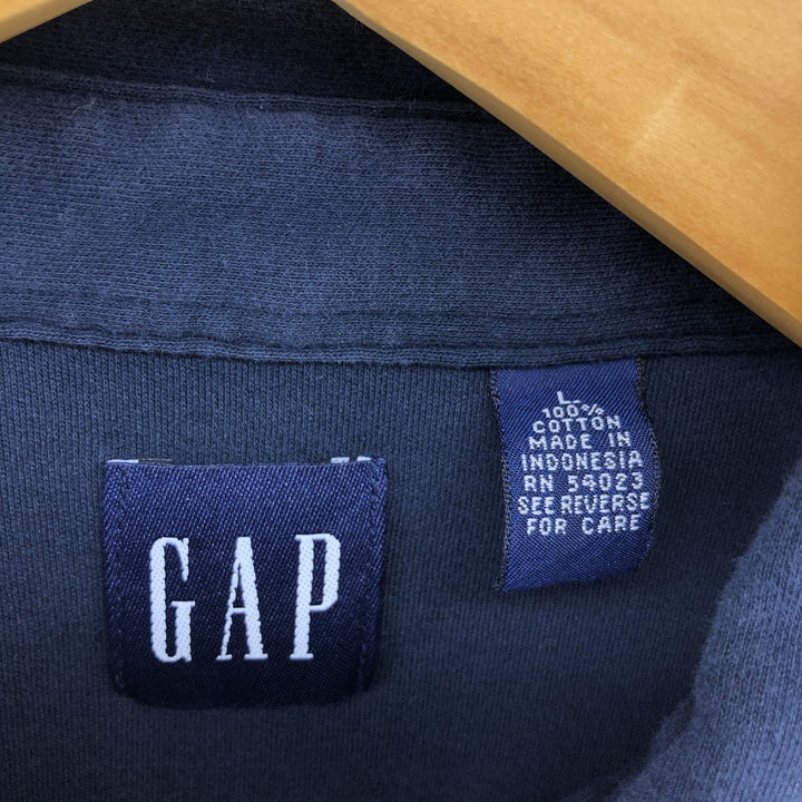 90'S GAP Old Gap Short Sleeve Cotton Shirt Men's L Size Vintage cotton navy blue type Vintage Second Hand