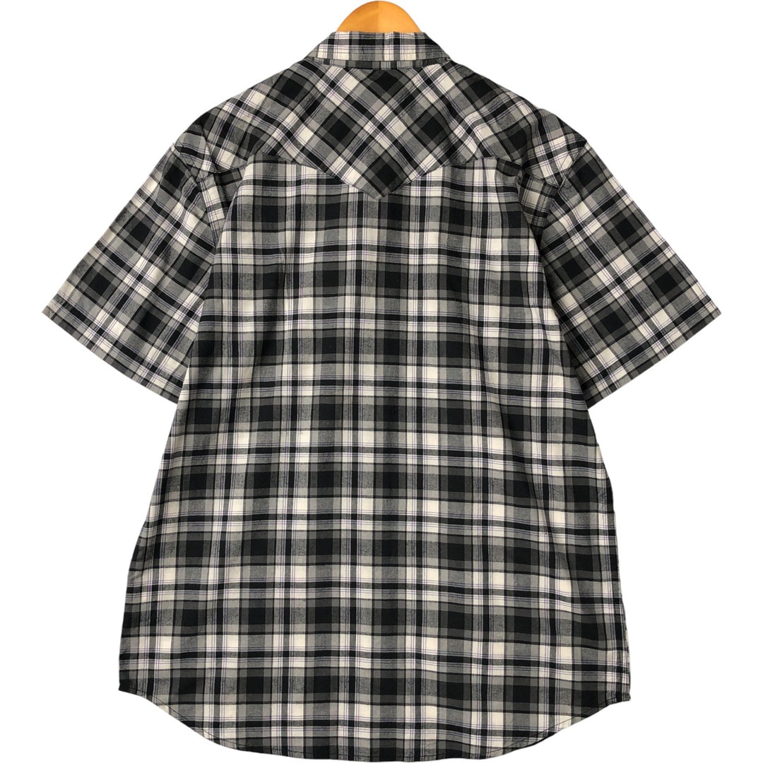 Levi's Check Pattern Short Sleeve Western Shirt, Men's Size L cotton black type Vintage Second Hand