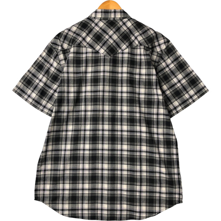 Levi's Check Pattern Short Sleeve Western Shirt, Men's Size L cotton black type Vintage Second Hand