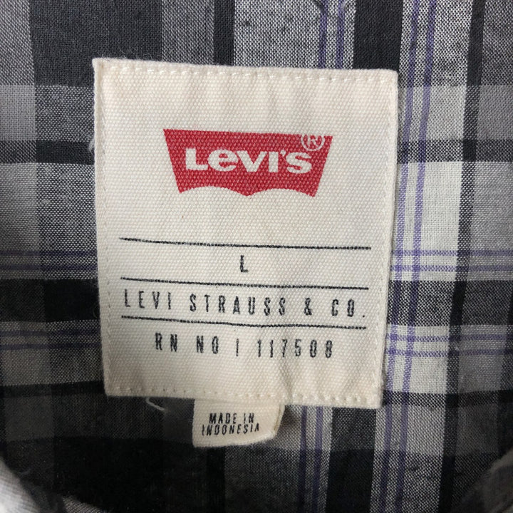 Levi's Check Pattern Short Sleeve Western Shirt, Men's Size L cotton black type Vintage Second Hand