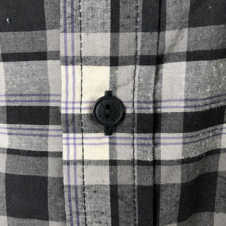 Levi's Check Pattern Short Sleeve Western Shirt, Men's Size L cotton black type Vintage Second Hand