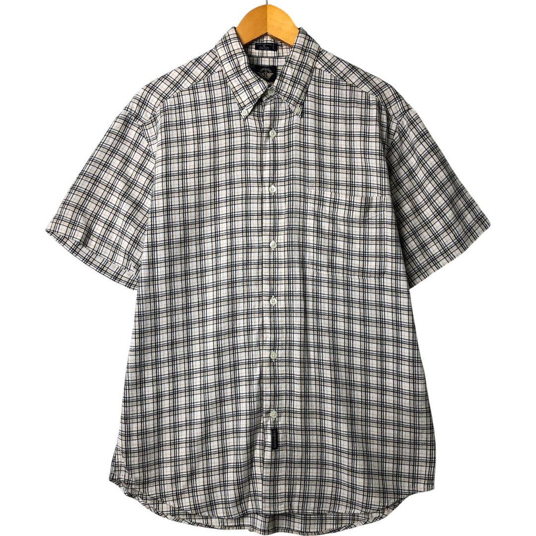 90s-00'S Dockers Short Sleeve Button-Down Check Shirt, Men's Size Medium cotton Beige type Vintage Second Hand