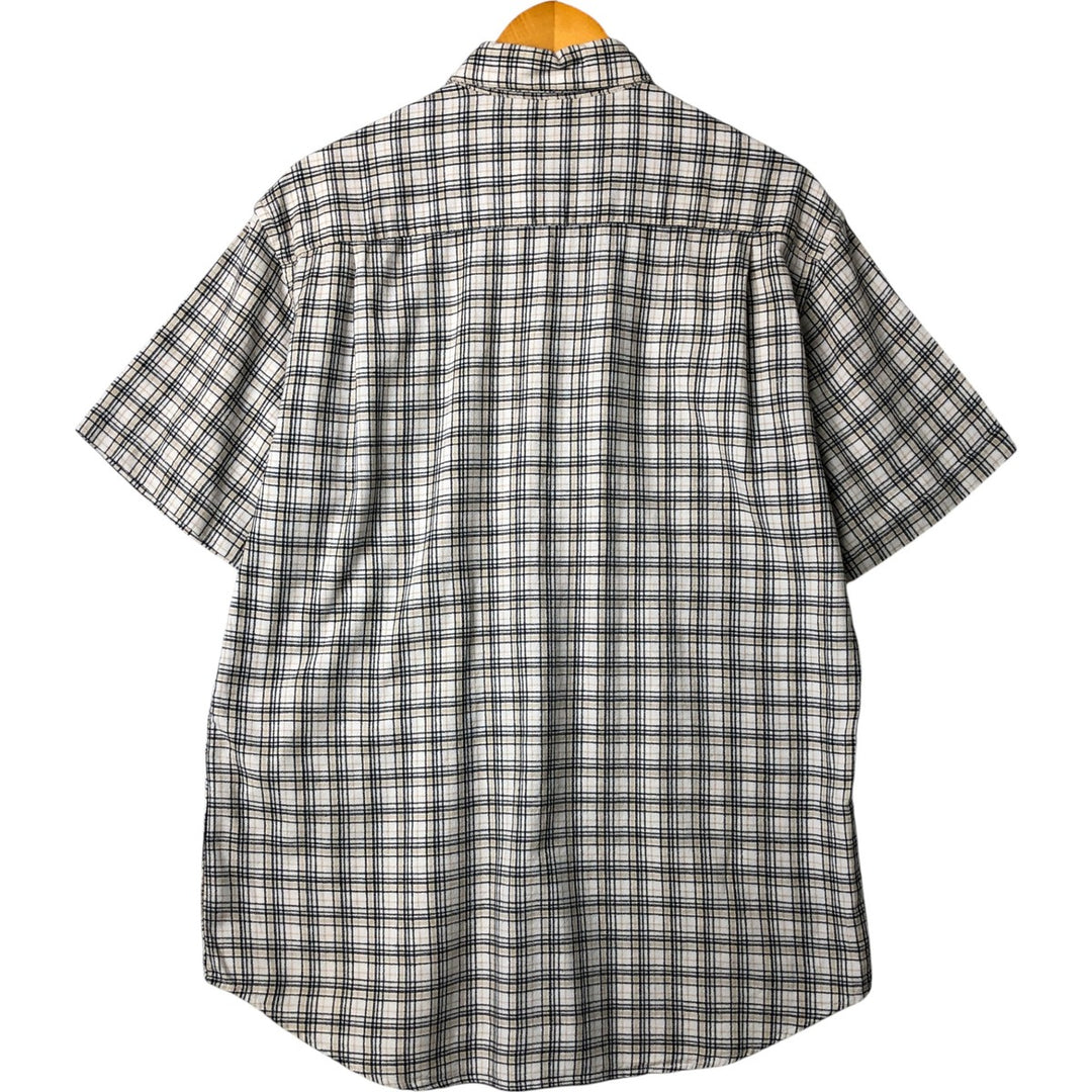 90s-00'S Dockers Short Sleeve Button-Down Check Shirt, Men's Size Medium cotton Beige type Vintage Second Hand