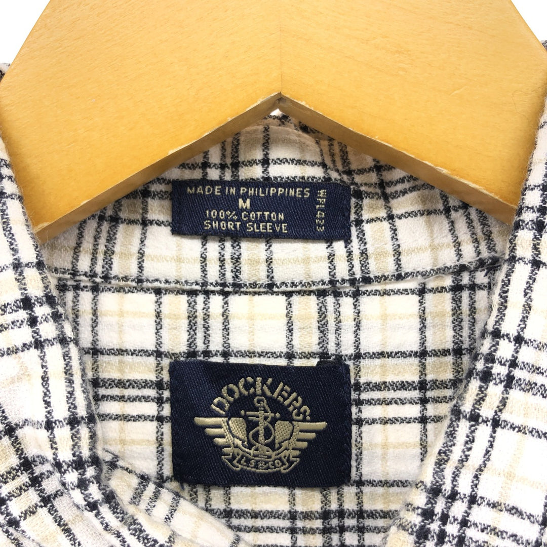 90s-00'S Dockers Short Sleeve Button-Down Check Shirt, Men's Size Medium cotton Beige type Vintage Second Hand
