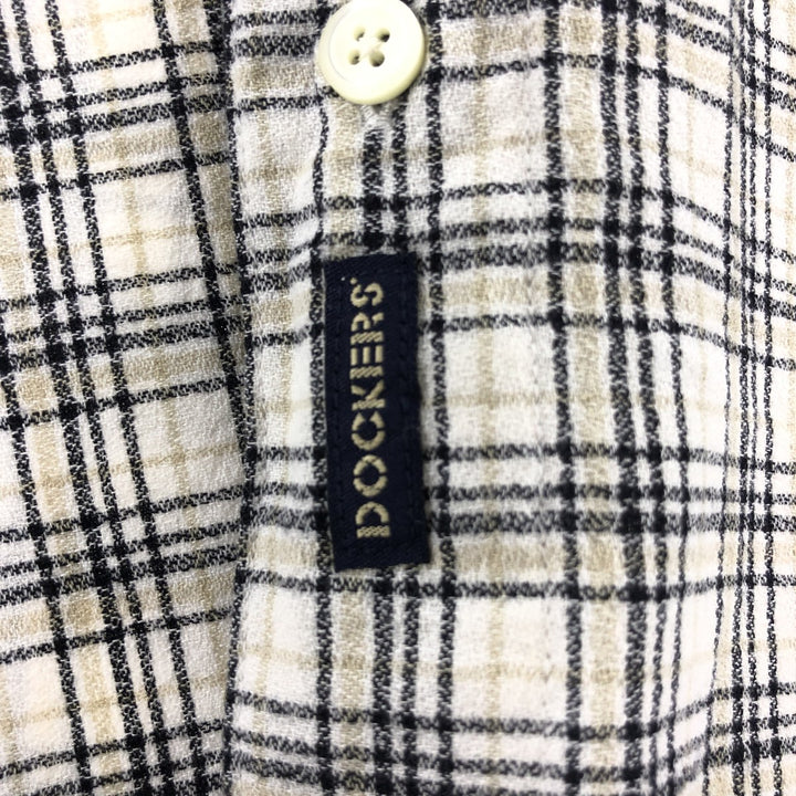 90s-00'S Dockers Short Sleeve Button-Down Check Shirt, Men's Size Medium cotton Beige type Vintage Second Hand