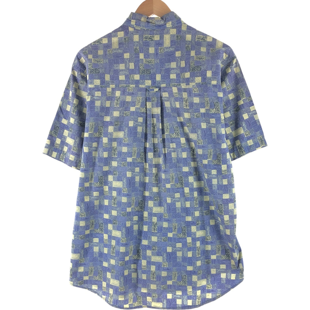 Columbia All-over Print Short Sleeve Button-Down Shirt, Men's Medium cotton purple type Vintage Second Hand