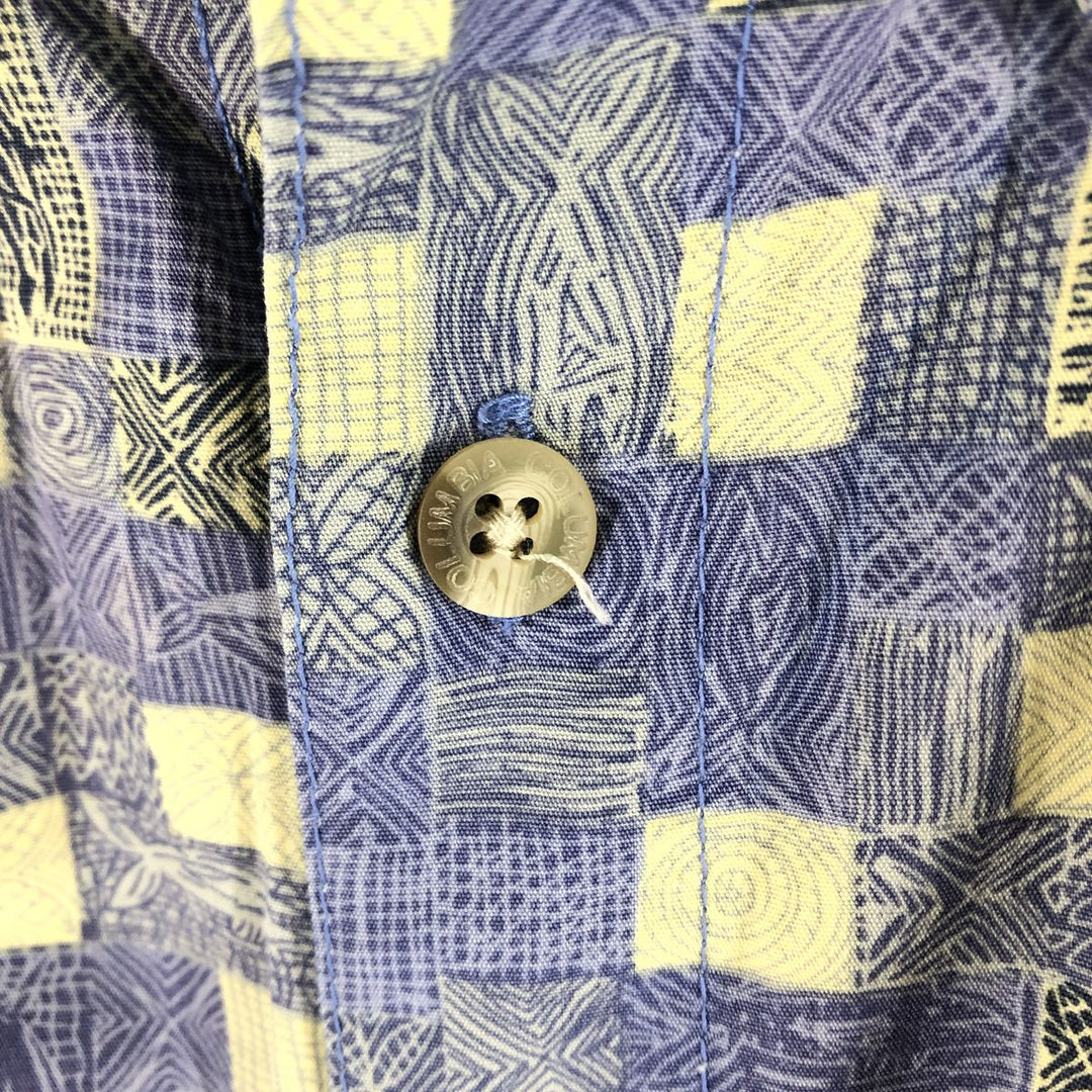 Columbia All-over Print Short Sleeve Button-Down Shirt, Men's Medium cotton purple type Vintage Second Hand