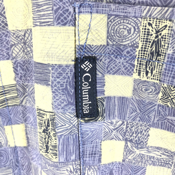 Columbia All-over Print Short Sleeve Button-Down Shirt, Men's Medium cotton purple type Vintage Second Hand