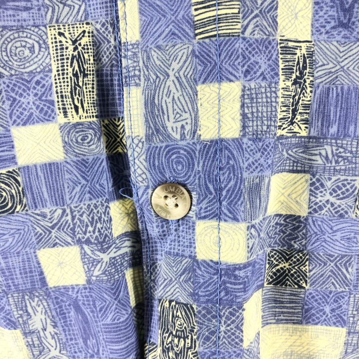 Columbia All-over Print Short Sleeve Button-Down Shirt, Men's Medium cotton purple type Vintage Second Hand