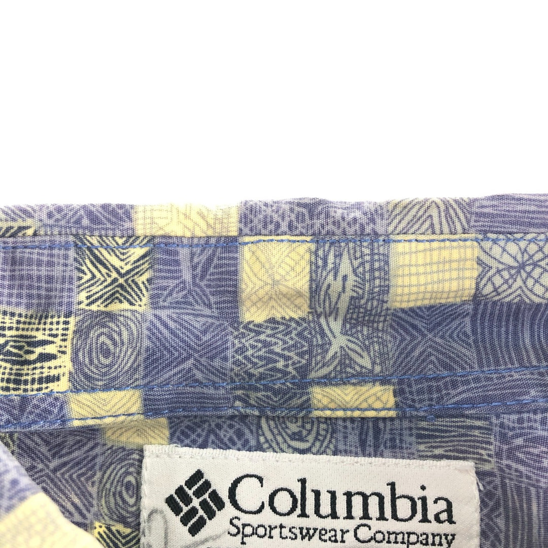 Columbia All-over Print Short Sleeve Button-Down Shirt, Men's Medium cotton purple type Vintage Second Hand