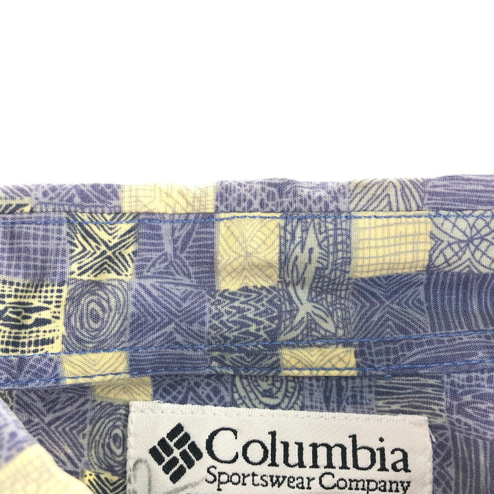 Columbia All-over Print Short Sleeve Button-Down Shirt, Men's Medium cotton purple type Vintage Second Hand