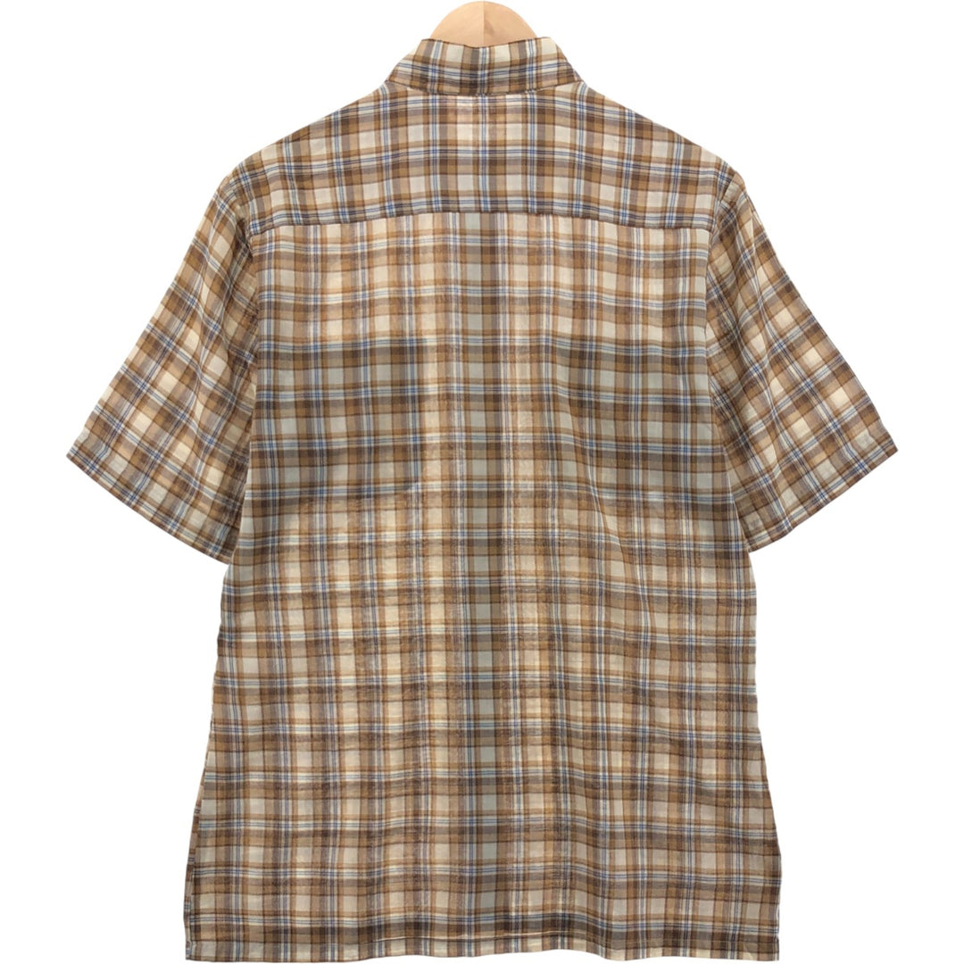 80's Levi's Check Pattern Short Sleeve Polyester Shirt Men's Size L Vintage polyester Beige type Vintage Second Hand