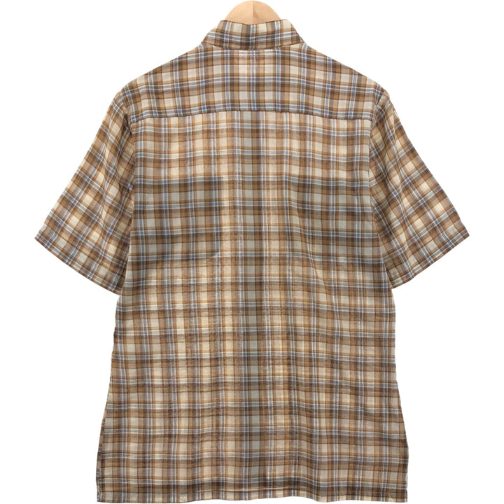 80's Levi's Check Pattern Short Sleeve Polyester Shirt Men's Size L Vintage polyester Beige type Vintage Second Hand