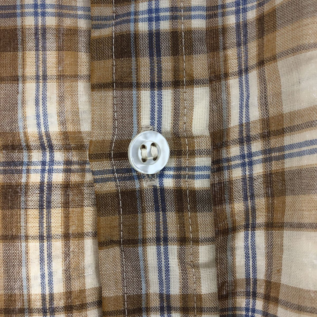 80's Levi's Check Pattern Short Sleeve Polyester Shirt Men's Size L Vintage polyester Beige type Vintage Second Hand