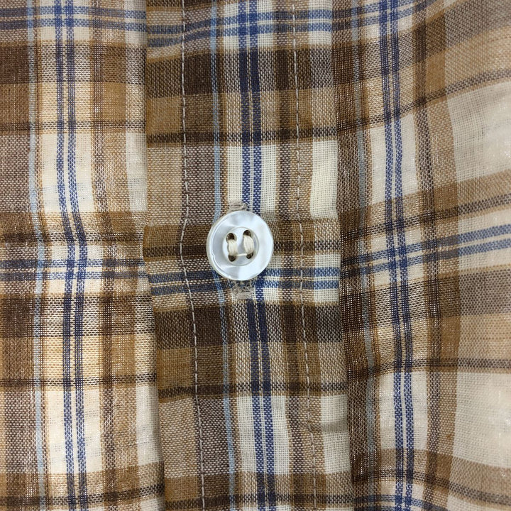 80's Levi's Check Pattern Short Sleeve Polyester Shirt Men's Size L Vintage polyester Beige type Vintage Second Hand