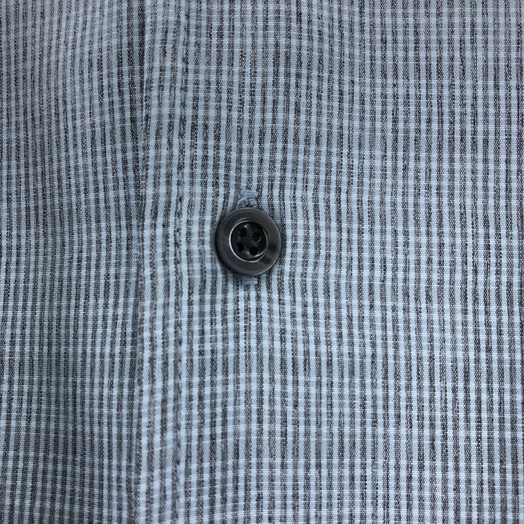 00'S odo all-over print short sleeve open collar poly shirt box shirt men's size L polyester Blue type light blue Vintage Second Hand