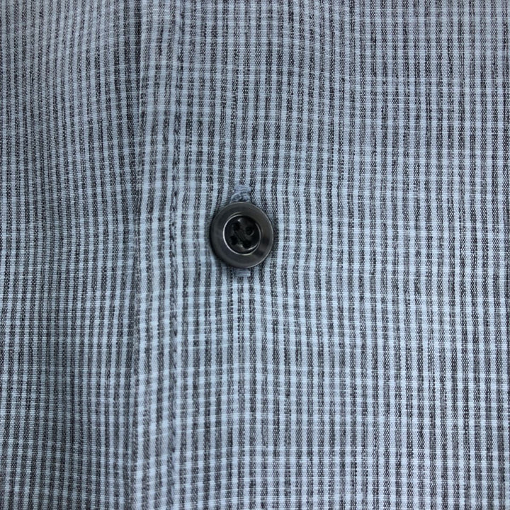 00'S odo all-over print short sleeve open collar poly shirt box shirt men's size L polyester Blue type light blue Vintage Second Hand