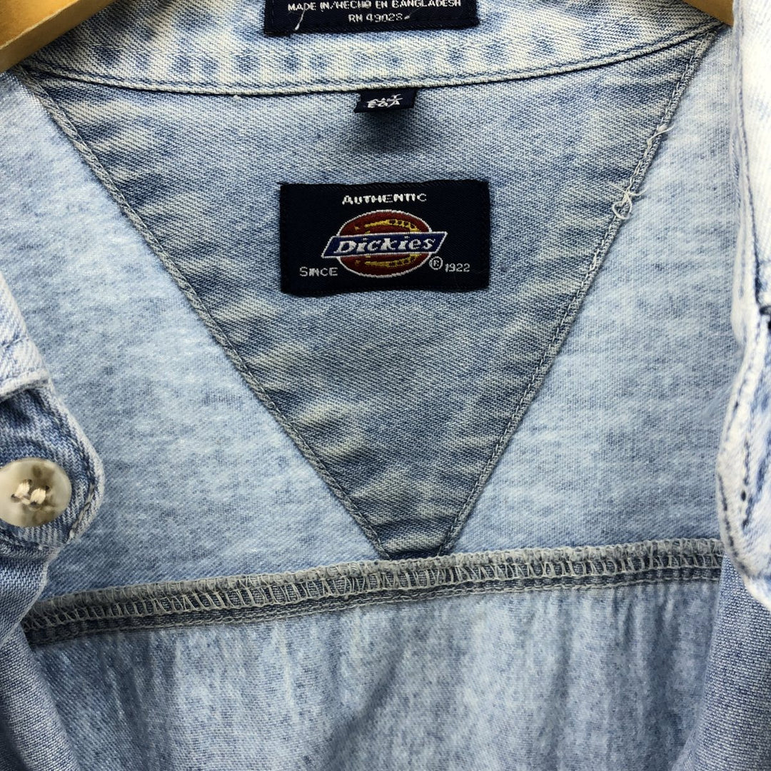 Dickies Long Sleeve Button Down Denim Shirt Men's XL cotton Blue type light blue Vintage Second Hand