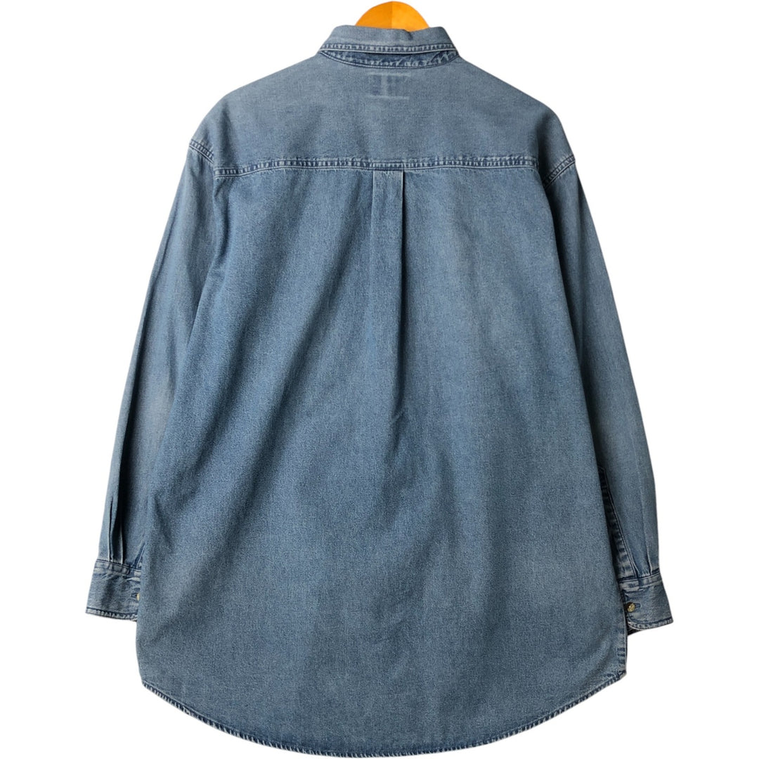 Dickies Long Sleeve Button Down Denim Shirt, Men's Size L cotton blue type Vintage Second Hand