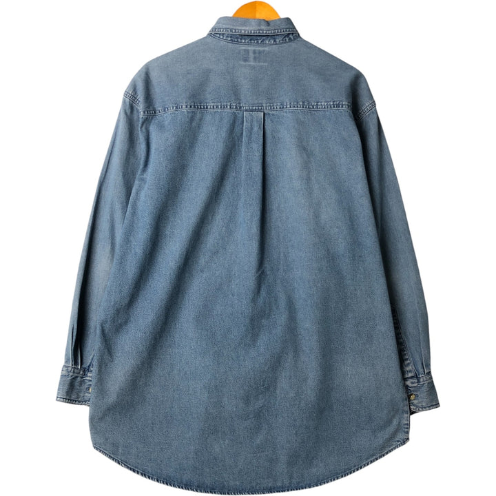 Dickies Long Sleeve Button Down Denim Shirt, Men's Size L cotton blue type Vintage Second Hand