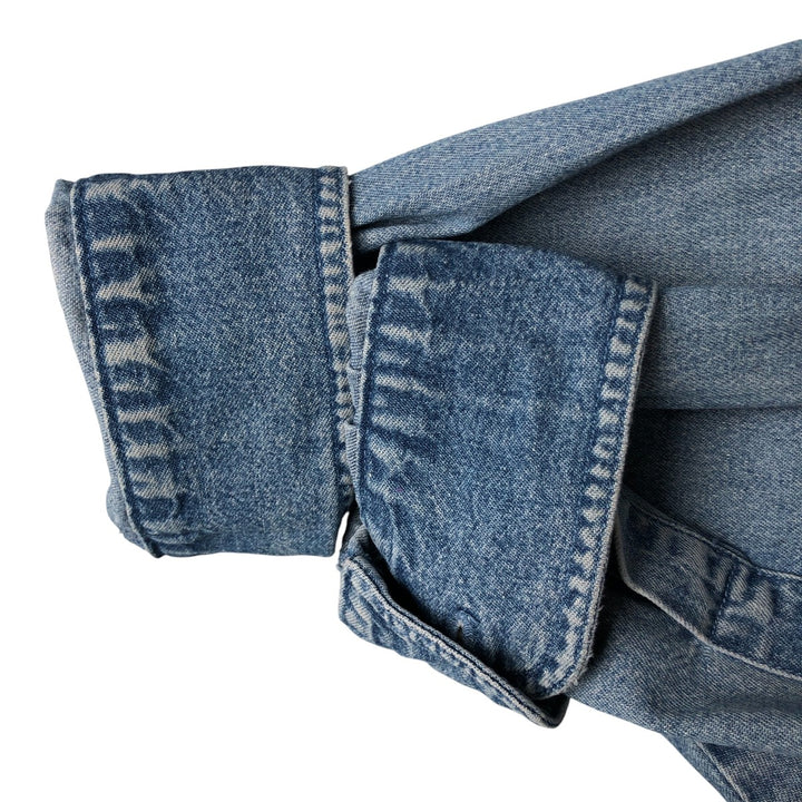 Dickies Long Sleeve Button Down Denim Shirt, Men's Size L cotton blue type Vintage Second Hand