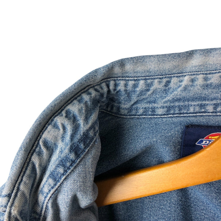 Dickies Long Sleeve Button Down Denim Shirt, Men's Size L cotton blue type Vintage Second Hand