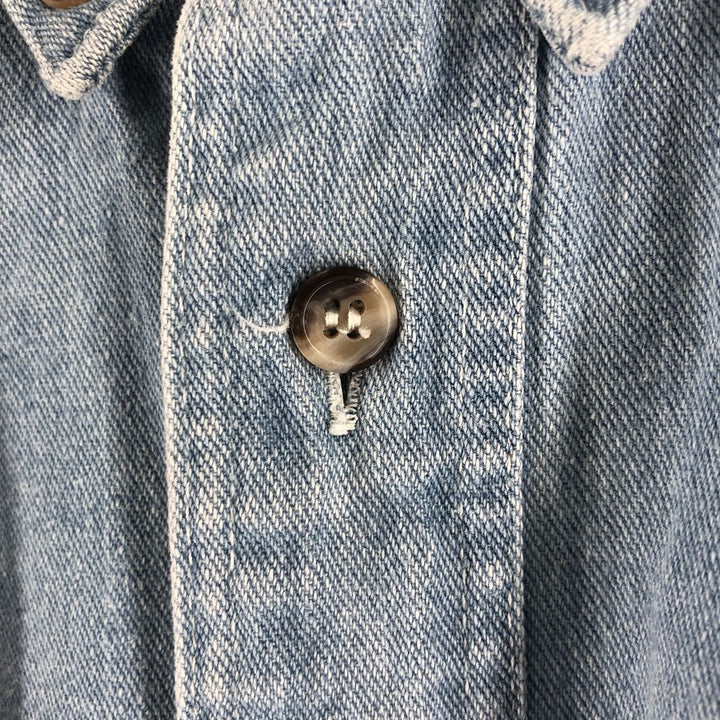 80'S WOOLRICH Long Sleeve Button Down Denim Shirt Men's XL Vintage unclear Blue type light blue Vintage Second Hand