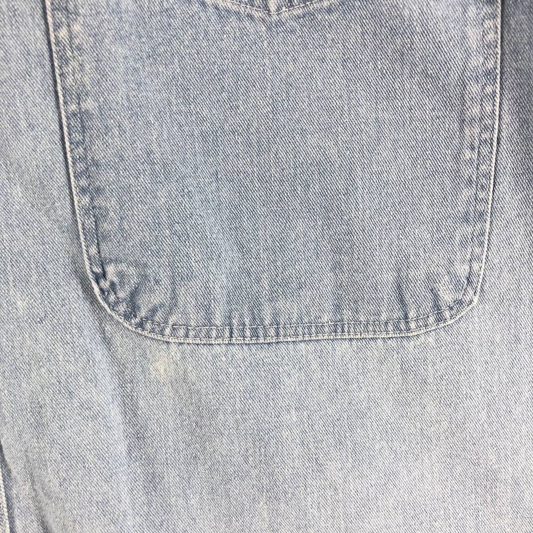 80'S WOOLRICH Long Sleeve Button Down Denim Shirt Men's XL Vintage unclear Blue type light blue Vintage Second Hand