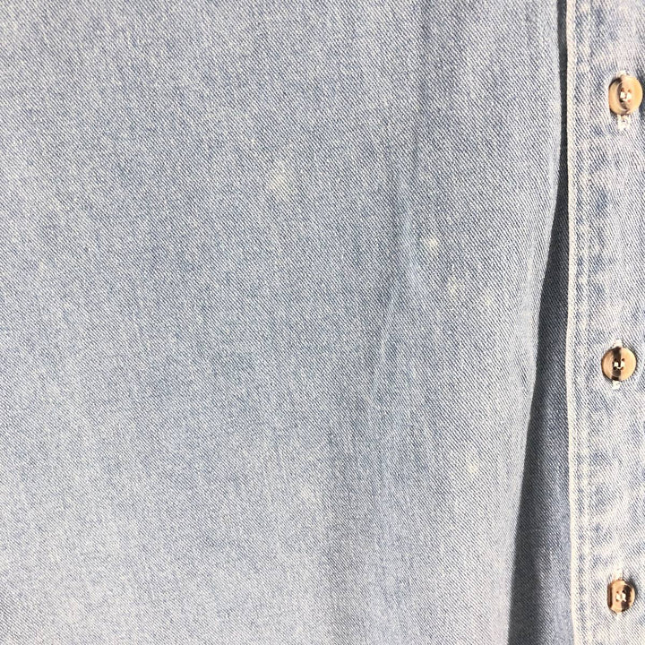 80'S WOOLRICH Long Sleeve Button Down Denim Shirt Men's XL Vintage unclear Blue type light blue Vintage Second Hand