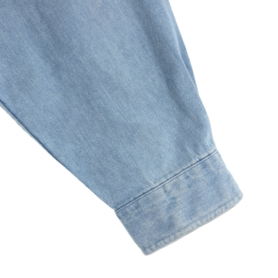 80'S WOOLRICH Long Sleeve Button Down Denim Shirt Men's XL Vintage unclear Blue type light blue Vintage Second Hand