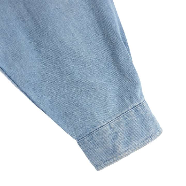 80'S WOOLRICH Long Sleeve Button Down Denim Shirt Men's XL Vintage unclear Blue type light blue Vintage Second Hand
