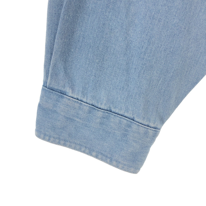 80'S WOOLRICH Long Sleeve Button Down Denim Shirt Men's XL Vintage unclear Blue type light blue Vintage Second Hand