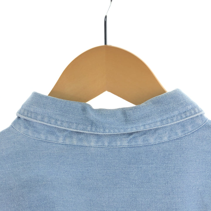 80'S WOOLRICH Long Sleeve Button Down Denim Shirt Men's XL Vintage unclear Blue type light blue Vintage Second Hand