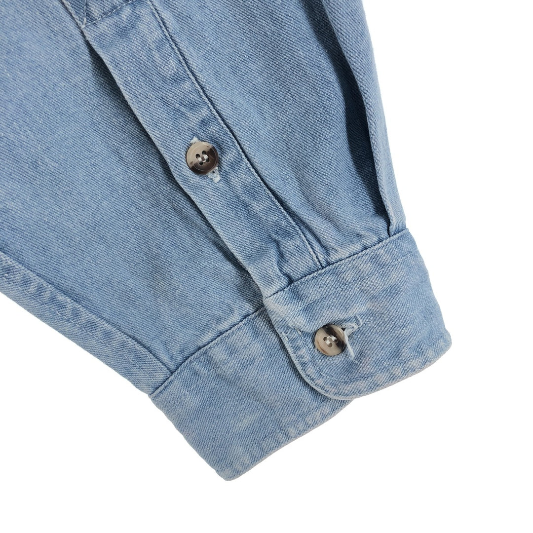 80'S WOOLRICH Long Sleeve Button Down Denim Shirt Men's XL Vintage unclear Blue type light blue Vintage Second Hand
