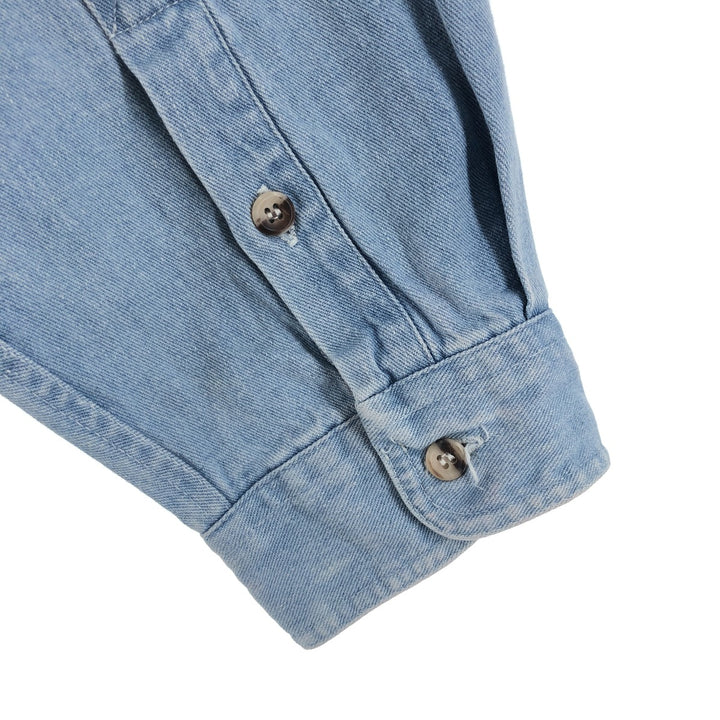 80'S WOOLRICH Long Sleeve Button Down Denim Shirt Men's XL Vintage unclear Blue type light blue Vintage Second Hand