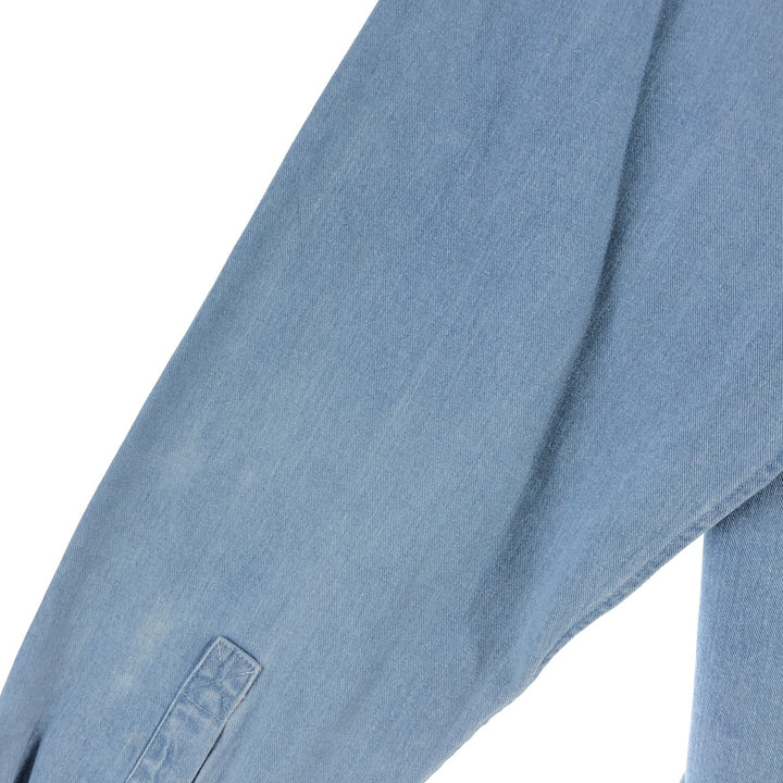 80'S WOOLRICH Long Sleeve Button Down Denim Shirt Men's XL Vintage unclear Blue type light blue Vintage Second Hand