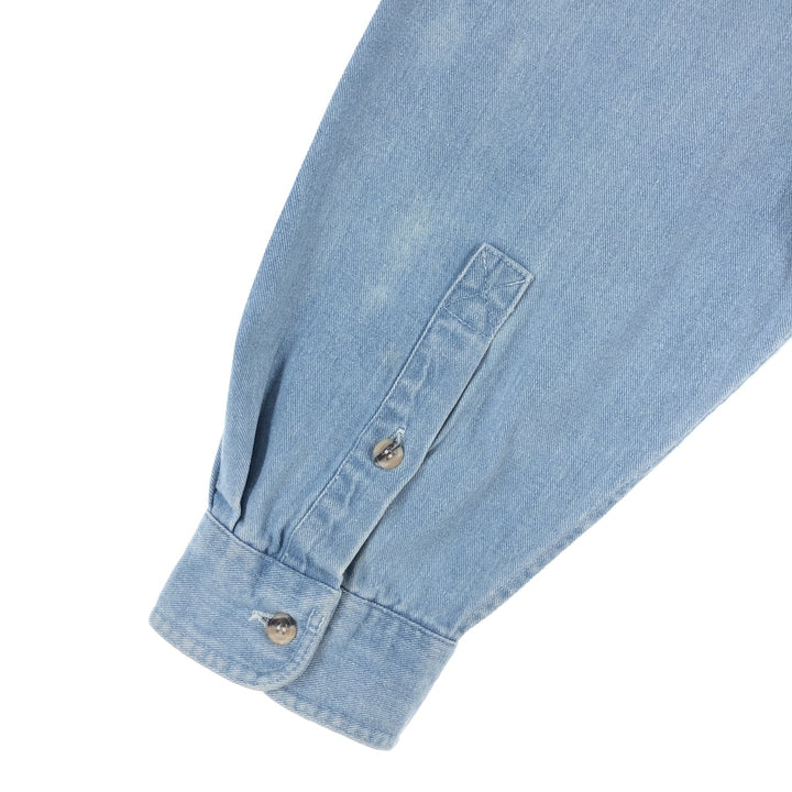 80'S WOOLRICH Long Sleeve Button Down Denim Shirt Men's XL Vintage unclear Blue type light blue Vintage Second Hand