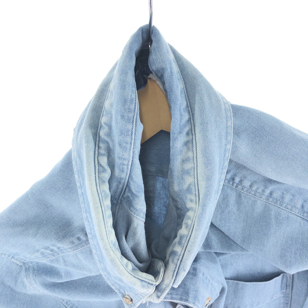 80'S WOOLRICH Long Sleeve Button Down Denim Shirt Men's XL Vintage unclear Blue type light blue Vintage Second Hand
