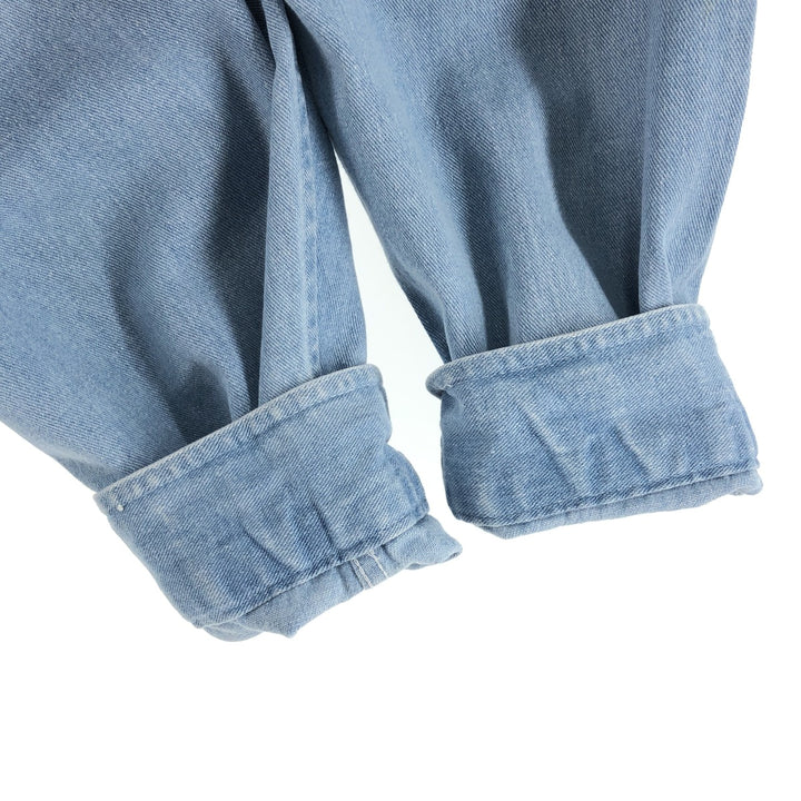 80'S WOOLRICH Long Sleeve Button Down Denim Shirt Men's XL Vintage unclear Blue type light blue Vintage Second Hand