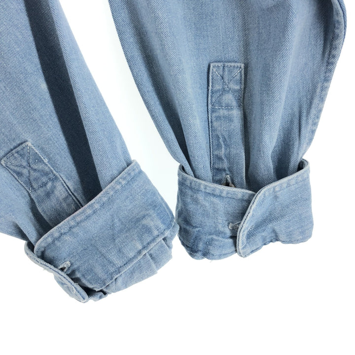 80'S WOOLRICH Long Sleeve Button Down Denim Shirt Men's XL Vintage unclear Blue type light blue Vintage Second Hand
