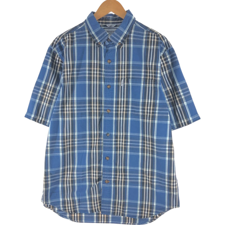 Carhartt Relaxed Fit Short Sleeve Button Down Check Shirt, Men's Size L cotton blue type Vintage Second Hand