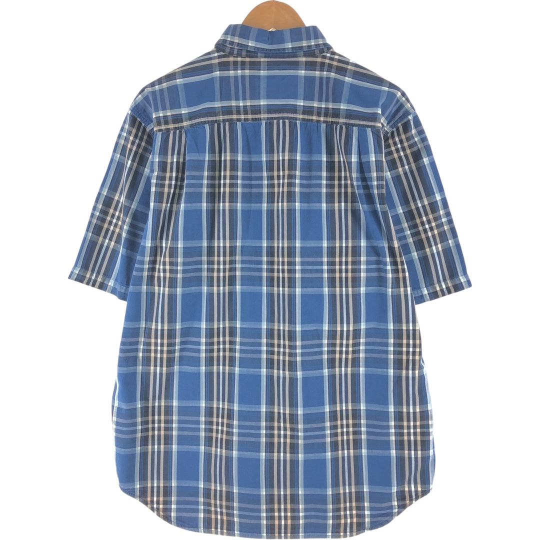 Carhartt Relaxed Fit Short Sleeve Button Down Check Shirt, Men's Size L cotton blue type Vintage Second Hand