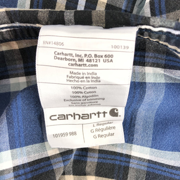 Carhartt Relaxed Fit Short Sleeve Button Down Check Shirt, Men's Size L cotton blue type Vintage Second Hand