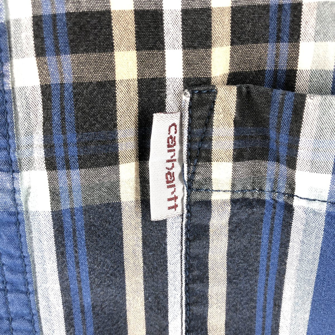 Carhartt Relaxed Fit Short Sleeve Button Down Check Shirt, Men's Size L cotton blue type Vintage Second Hand